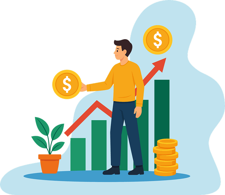 Stock market growth illustration